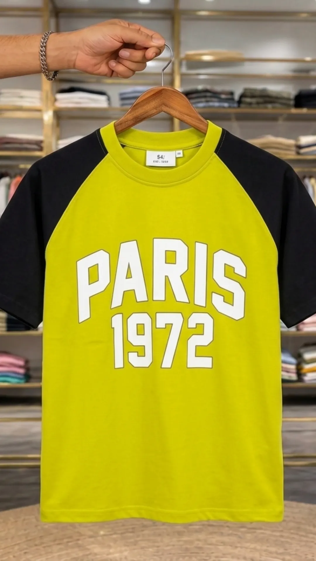 Men's Lime Green Paris 1972 Raglan T-Shirt